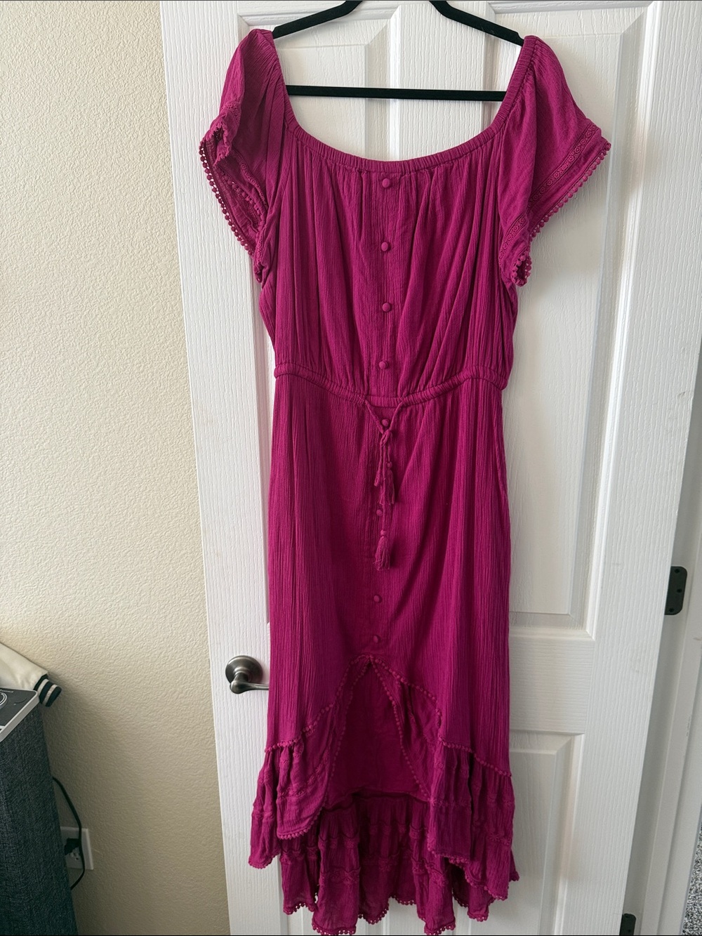 INC International Concepts Fuchsia Boho Button-Front High-Low Dress